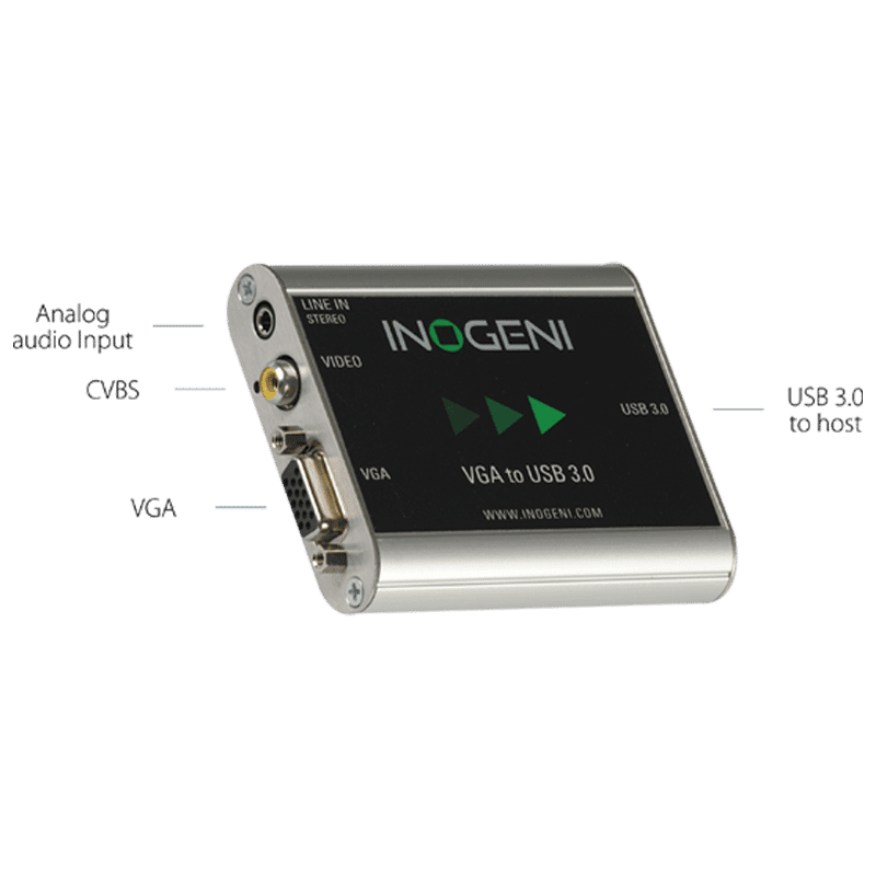 Video converter | VGA2USB3 VGA/CVBS/Audio to USB 3.0 | INOGENI